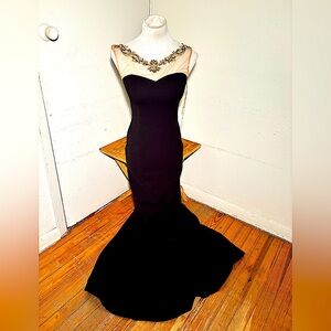 Favella Mermaid Jeweled Gown Dress NWT